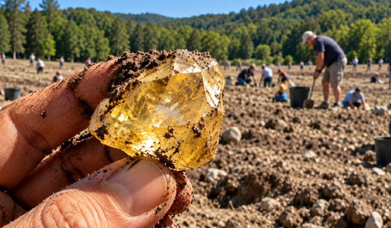 ABD’deki Crater of Diamonds Parkı’nda Ziyaretçiler 40 Karatı Aşan Elmaslar Çıkarıyor